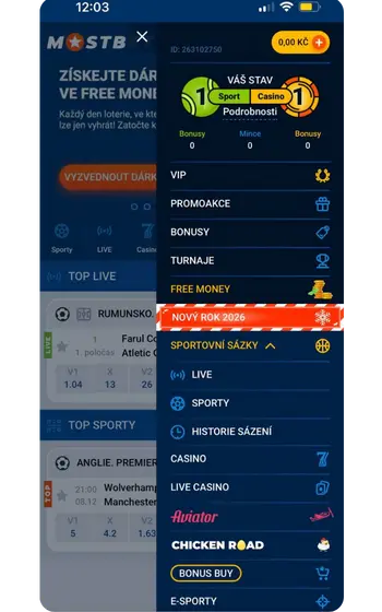 Mostbet kaszinó menü