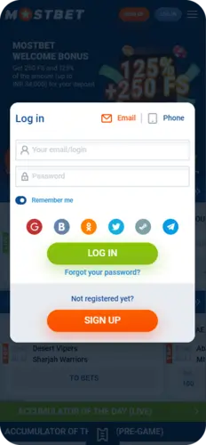 Email login process on Mostbet bd 2 login