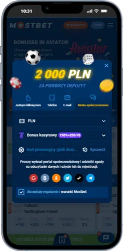 Ekran rejestracji przez sieci społecznościowe na Mostbet login pl