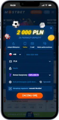 Formularz rejestracji przez numer telefonu na Mostbet pl rejestracja
