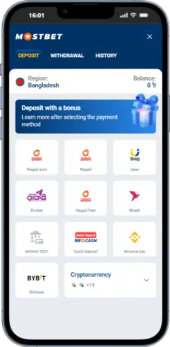 Making a deposit after Mostbet account registration