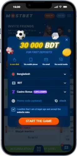 Mostbet quick registration option on main screen