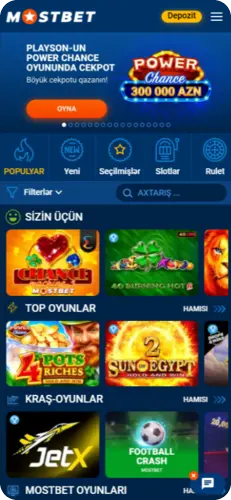 Mostbet kazino bölməsi populyar slot oyunları ilə